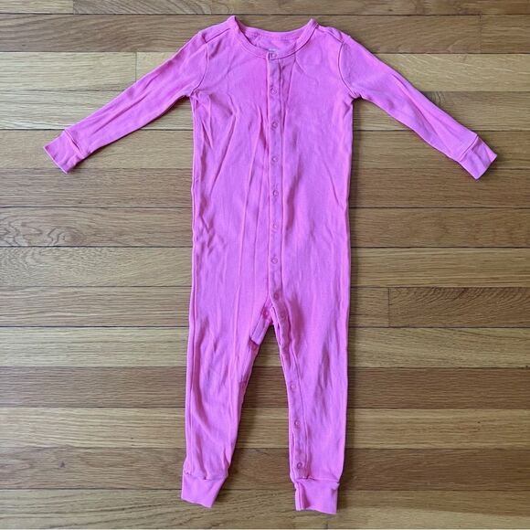 Primary Pink Cotton Snap One Piece Romper Pajamas Sleeper 18-24 - Picture 1 of 6